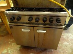 *Parry Commercial 6 Burner Gas Fired Cooker Over Oven