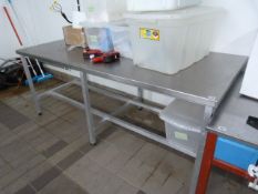 Stainless Steel Top Preparation Table on Aluminium Frame (7ft x 3ft)
