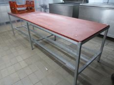 Large Butcher's Preparation Table with Polythene Top on Aluminium Frame