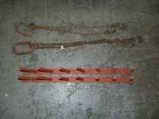 *2 Pairs of Lifting Chains & Wall Mountable Steel Storage Rack