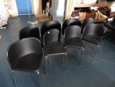 *8 Chrome & Black Faux Leather Chairs