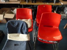*6 Red Stackable Chairs & 2 Others