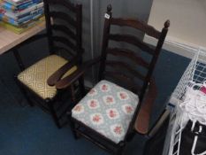 *Pair of Ladder Back Elbow Chairs