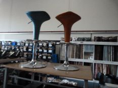 *2 Faux Leather Bar Stools- 1 Teal 1 Orange