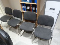 *4 Stackable Chrome Framed Charcoal Office Chairs with Upholstered Seats & Backs