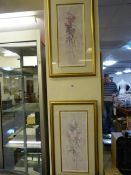 2 Gilt Framed Flower Prints