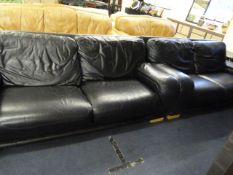 2 Black Leather 2 Seat Settees