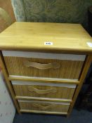 Light Oak 3 Door Bedside Cabinet