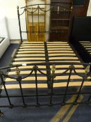 Black Metallic Double Bed Base with Foot & Headboard