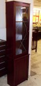 1 x 2-Door Corner Display Unit - Ref FC552 - Features Glass Fronted Door, Shelving And A Mahogany