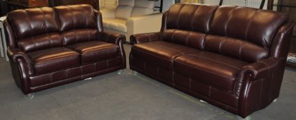 1 x Vermont 3 Seater & 2 Seater Sofa Suite by Wade Upholstery – Comes in Quality Italian Leather –