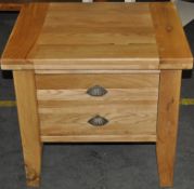 1 x Vermont Solid Oak Wood Lamp Table With Drawer – Ex Display - Dimensions 69x59x63cm – CH212 -