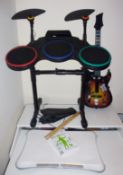 Nintendo Wii Accessories Including Fitness Board With Game, Drum Set and Guitar - CL101 -