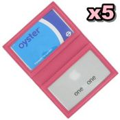 5 x Genuine Fine Leather Travel Card / Credit Card Holders by ICE London - EGW-6007-PK - Colour: