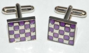 10 x Pairs of Genuine Chess Board Cuff Links by Ice London – Color : Purple - Model : EGCL-102007 PU