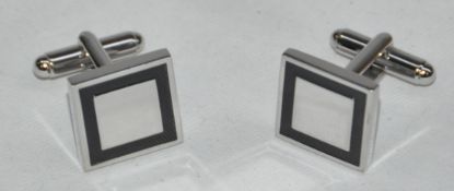 10 x Pairs of Genuine Square Rim Cuff Links by Ice London – Color : Black - Model : EGCL-102008 BK –
