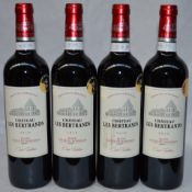 4 x Grand Vin De Bordeaux Château Les Bertrands Red Wines - French Wine - 2010 - Bottle Size