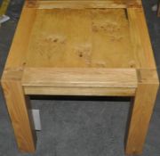 1 x Bentley Solid Oak Wood Lamp Table with Burr Top – Ex Display – Dimensions : 60x60x50cm – CH211 -