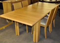 1 x Natural Oak Table Set with Flip Top Extension Accompanied With 4 Wooden Chairs – Ex Display –