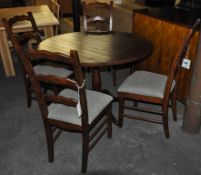 1 x Solid Oak Round Pedestal Mounted Table Set – Comes with 4 Oak Frame Chairs – Ex Display -