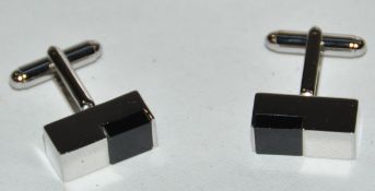 10 x Pairs of Genuine Block Cuff Links by Ice London – Onyx – Color : Silver - Model : EGCL-102016