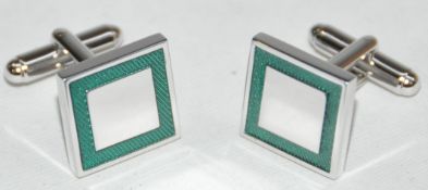 10 x Pairs of Genuine Square Rim Cuff Links by Ice London – Color : Green - Model : EGCL-102008 GR –