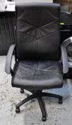1 x Black Office Swivel Chair - Item Ref BEA24 – Elegant Design With A Black Faux-leather Covering -