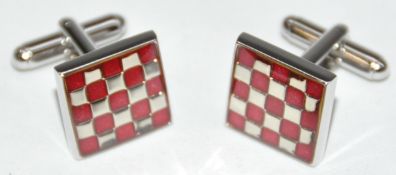 10 x Pairs of Genuine Chess Board Cuff Links by Ice London – Colour : Red - Model : EGCL-102007 RD –