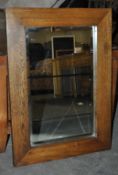 1 x Dark Solid Oak Mirror – Framed in Portrait - Ex Display - Dimensions : 50x70cm – CH258 - CL050 –