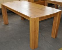 1 x Natural Solid Oak Wooden Dining Table – Fixed Top – Ex Display – Dimensions : 180x90cm - Ref :