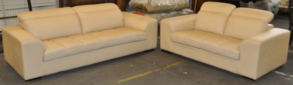 1 x Modern  Italian Design 3 & 2 Seater Rialto Sofa Set by Davinci – Display Model in Soft Cream