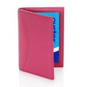 1 x Genuine Fine Leather Travel Card / Credit Card Holder by ICE London - EGW-6007-PK - Colour: PINK