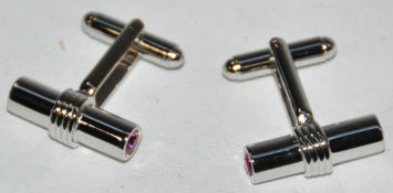 10 x Pairs of Genuine T-Bar Cuff Links with Swarovski Crystals by Ice London – Color : Pink -
