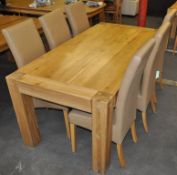 1 x Solid Oak Table with 6 Luxurious Italian Leather Chairs – Ex Display – Designed by Mark