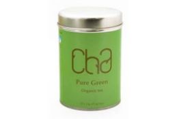 12 x Tins of CHA Organic Tea - PURE GREEN - 100% Natural and Organic - Includes 12 Tins of 25