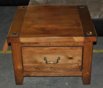 1 x New England Pine Wood Side Table With Drawer – Ex Display – Dimensions : 70x70x50cm – CH250 -