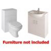 1 x Kudos Toilet & Basin Set - Includes Semi Reccessed 1 Tap Hole 550mm Sink Basin & Back to Wall WC