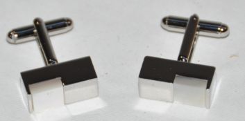 11 x Pairs of Genuine Block Cuff Links by Ice London – Mother Of Pearl – Color : Silver - Model :