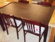 1 x Dark Wooden Table With 4 Chairs - Ref FC272 - All In A Rich Mahogany Colour - Ex Display Stock