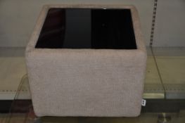 1 x Fabric Covered, Glass Topped Bedside Table - Ref: FC732 - Ex Display Stock In Great