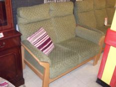 1 x Cintique - 2 Seater Sofa- Ref FC208 - Soft Green Chenille Upholstery With A Traditional