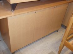 1 x 3-Door Sideboard - With A Light Wood Finish - Ref: FC563 - Pre-built, Ex Display Stock In Good