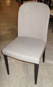 1 x Fabric Upholstered Chair - All In A Pleasing Oatmeal Coloured Fabric With Dark Wooden Legs -