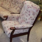 1 x “Cintique” Fireside Chair - Ref FC374 – Beautiful Floral Fabric Over A Dark Wood Showwood