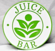 1 x Large Perspex “JUICE BAR” Circular Advertising Sign – Ref BEA47 – Diameter: 87cm - Pre-owned