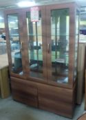 1 x Walnut Illuminated Display Cabinet - Three Door - Ref: FC87 - Ex Display Stock - CL036 -