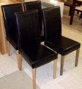 4 x Faux-Leather Chairs - Ref: FC898 - Very Dark Brown, With Light Wood Legs - Super Stylish Ex