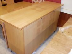 1 x 3-Door Sideboard - With A Light Wood Finish and Veneer Inlay Detail - Ref: FC568 - Ex Display
