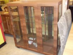 1 x 3-Door Walnut Display Unit - Ref: FC877 - Ex Display Stock In Great Condition - W150 x H124 x