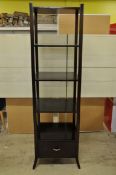 1 x Tall, Dark Open Display With 5 Shelves & Drawer - Ref: FC905 - Ex Display Stock In Great